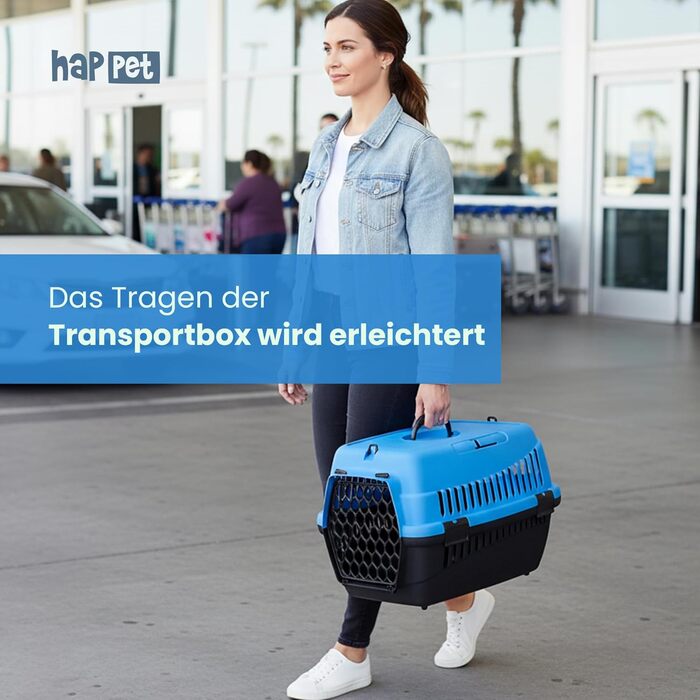 Транспортна переноска для тварин Happet ABBA M сірого кольору 56x37x37 см – міцна переноска з пластику для котів та маленьких собак, портативна переноска для подорожей та котів
