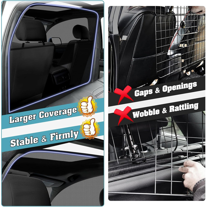 Сітчаста перегородка для собак у автомобіль Mixsuper, 133,1 см, для позашляховиків та авто, чорний, міцна