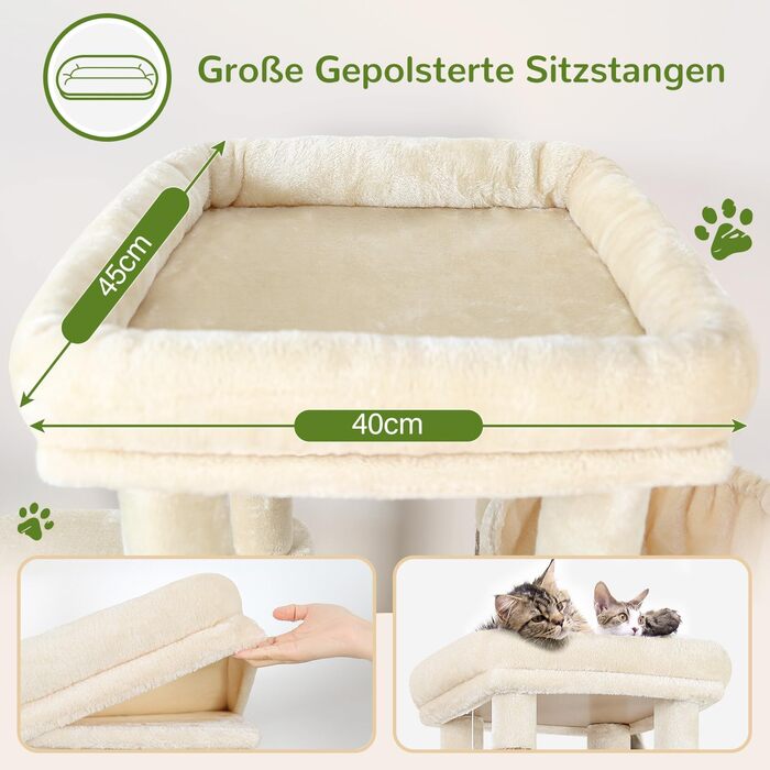 Драбина для котів Globlazer XL, бежева, 156 см: стабільна, з будиночком, платформами та сизалевими стовпчиками