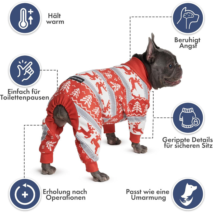 Піжама для собак Spark Paws Winter Wonderland, ультрам'яка, 4-стороння розтяжність, для малих, середніх та великих порід, 3XL (25-34 кг)