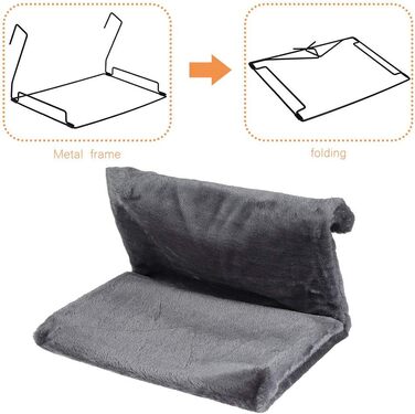 Килимок-грілка для котів на радіатор - м'який, плюшевий, металевий каркас, складаний, сірий