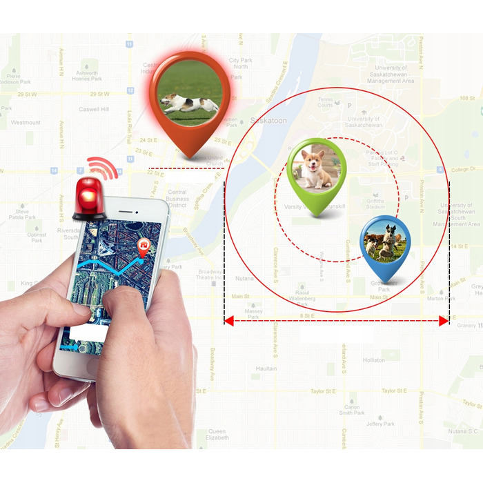 GPS-нашийник локатор TK909 для собак та котів, SOS, керування через додаток, без абонплати