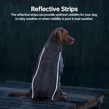 Водонепроникний дощовик для собак, чорний, розмір S. Дощовик для маленьких собак з капюшоном, на кнопках.