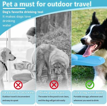 Водяна пляшка для собак Taozoey 750 мл, антибактеріальна, не протікає, для подорожей, прогулянок, кемпінгу (зелена/блакитна)