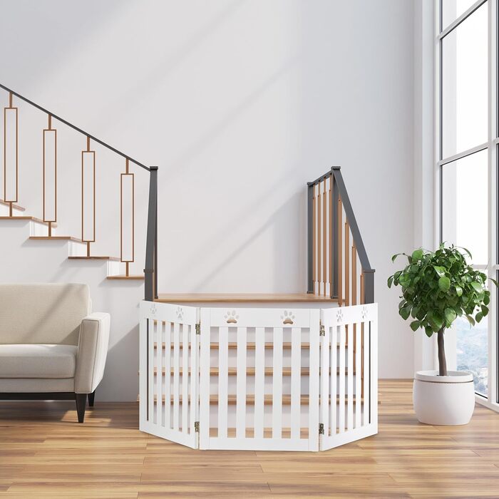 Захисне ворота для собак Relaxdays, 60 x 153 см, MDF, розкладне, біле