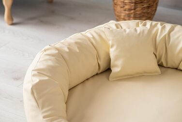 Ортопедичне ліжко для собак Nancy Premium, велике, кремове (XL) - килимок, ліжко для собак з еко-шкіри, з антиковзаючою поверхнею, зносостійке, міцне