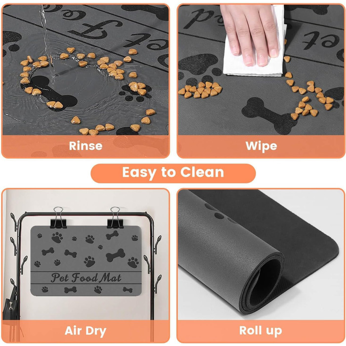 Килимок для годівлі котів та собак: супер вбираючий, неслизький, 30x50 см (Сірий)