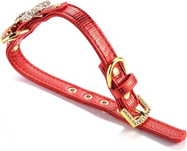 Шкіряне нашийник Lovpe з кільцем для маленьких собак/котів, регульований, розмір XS, рожевий (S, червоний)