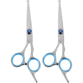 Набір з 2 ножиць для грумінгу тварин з округлою голівкою, нержавіюча сталь, професійний грумінг та домашнє використання, прецизійна заточка, ергономічні ручки