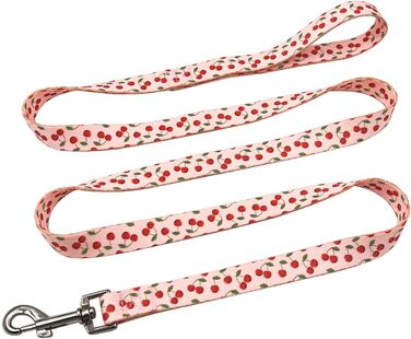 Нашийник та поводок для собак Olahibi з милим вишневим візерунком, поліестер, 1,5 м, для великих собак (L, рожева вишня) L комплект