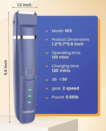 oneisall 4-в-1 тиха машинка для стрижки собак і котів, акумуляторна, з 4 змінними насадками для тіла, лап, очей, вух і морди, синя
