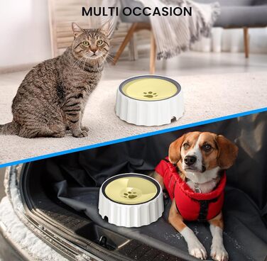 Напійник для собак без розливання, 2 л, великий об'єм, диспенсер, неслизький, без бризок, повільний напійник, без крапель, підходить для собак та котів (Бежевий)