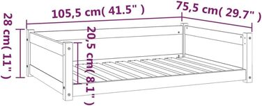 Крісло-ліжко для собак, біле, 75,5x55,5x28 см, масив дерева, сосна, vidaXL