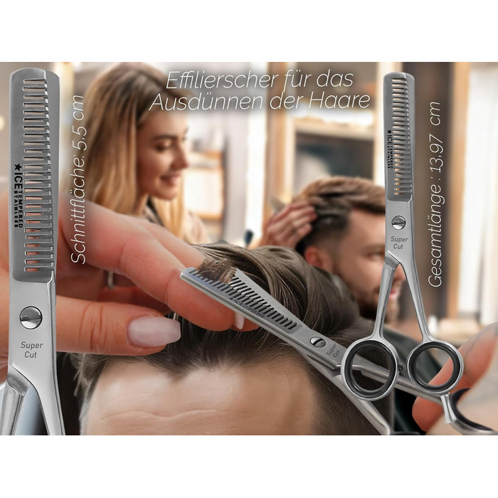 Професійна фризурська ножиці для стрижки та витончення волосся з нержавіючої сталі, 6 дюймів (17.78 см), блакитний колір