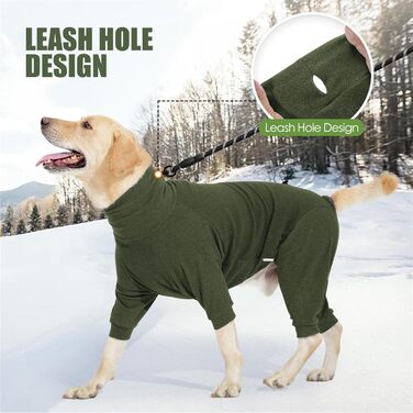 Теплий зимовий одяг для собак LIANZIMAU: флісовий теплий костюм з ніжками для малих, середніх та великих собак, зелений, розмір M