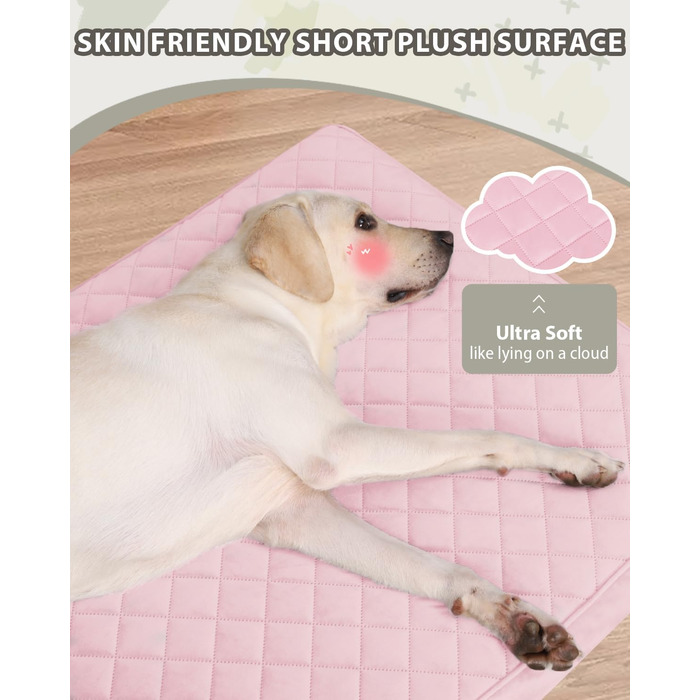 Ортопедичні лежанки для собак великих порід, водовідштовхувальні, знімний, пральний чохол та антиковзаюча підкладка, стегане ліжко для собаки, 119 x 73 см, рожевий колір