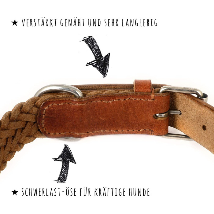 Обруч для собак Monkimau з натуральної шкіри, плетіння, регульований (55 - (30мм)), розмір M: 30мм x 55см