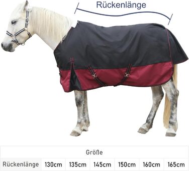 Водонепроникна дощовик-попона для коней 1200D, дихаюча легка накидка без наповнювача (0г), чорно-червона, 135 см
