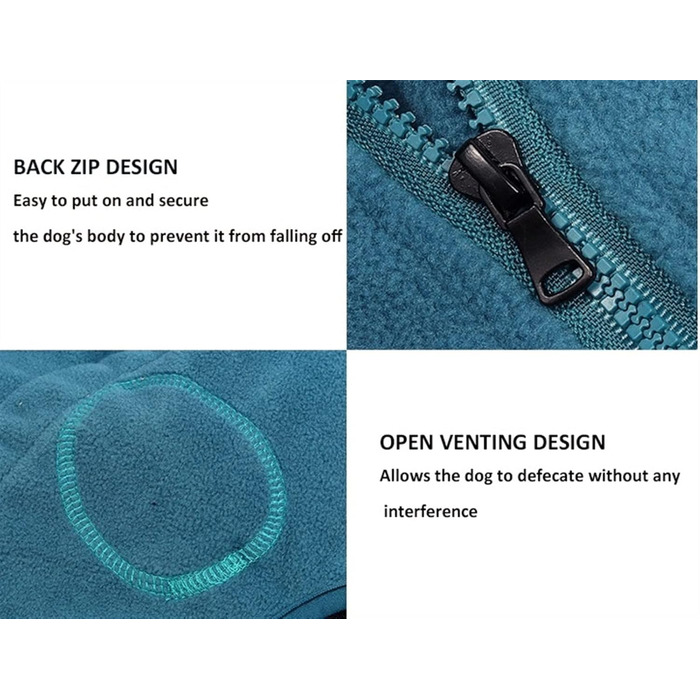 Теплий зимовий одяг для собак, флісовий пуловер з ніжками, регульований халат для тварин з капюшоном для коргі, підходить для цуценят, маленьких, середніх та великих собак (Колір: Синій, Розмір M Синій)