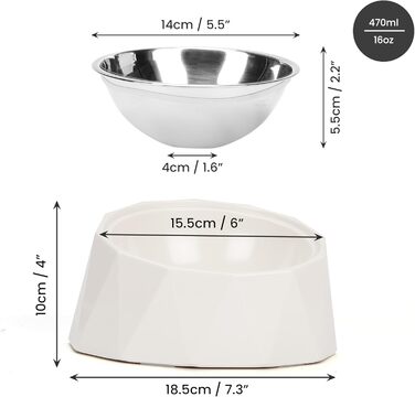 Підвищена годівниця для собак Belle Vous з мискою - 470 мл, нержавіюча сталь, протиковзна, без витоків, для собак та котів