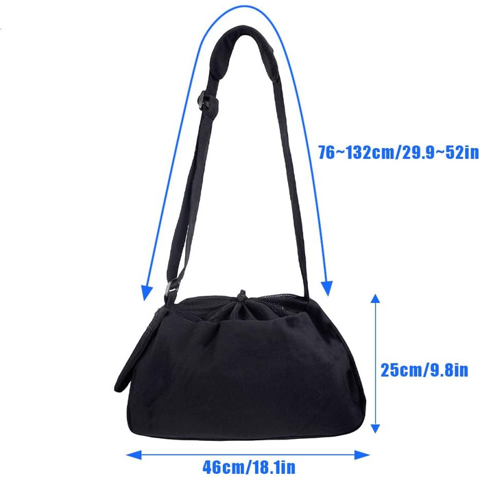 Сумка-переноска для собак та котів Lwuey, чорна, до 8 кг, регульований ремінь, дихаюча, для подорожей