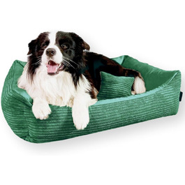 М'яке ліжко для собак 4L Textil Molly, корзина для собак, середні породи, 100x80 см, зелений колір, знімний чохол, миється