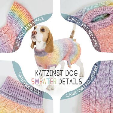 Теплий різдвяний светр для собак і котів KATZINST, райдужний, з коміром-стійкою, для середніх порід (бульдог, шнауцер, сіамська кішка), розмір M