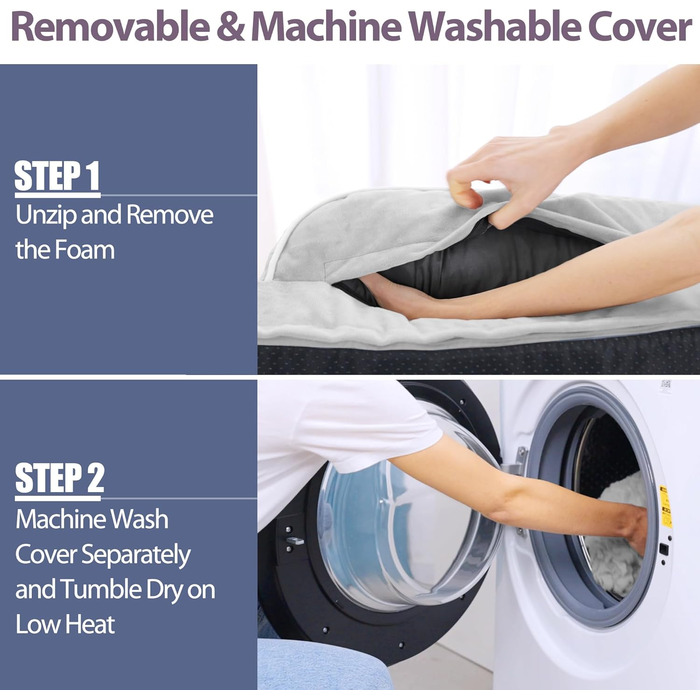 Ортопедичне ліжко для собак великих порід, XL, водовідштовхувальне, з ефектом пам'яті, зручна подушка для шиї, знімний, пральний чохол, неслизьке дно (сірий, білий)
