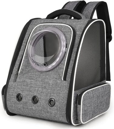 Рюкзак для тварин: переноска для кота/собаки до 10 кг, сірий, дихаючий, для подорожей, схвалений авіакомпаніями