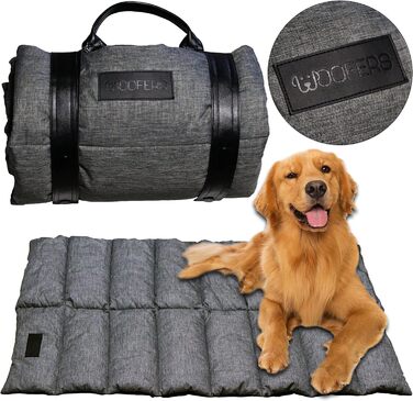 Ліжко-мат для собак Woofers 110×70 см з ручкою сіре