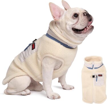 Теплий зимовий одяг для собак FeimaX: флісова куртка з D-кільцем для маленьких та середніх собак (Бежевий, S)