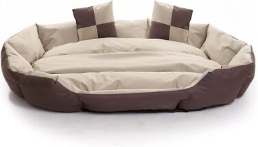 Крісло-лежанка для собак та котів ESTEXO, лежанка для тварин, м'яка, антиковзаюча, 110x80x23 см, коричневий/бежевий