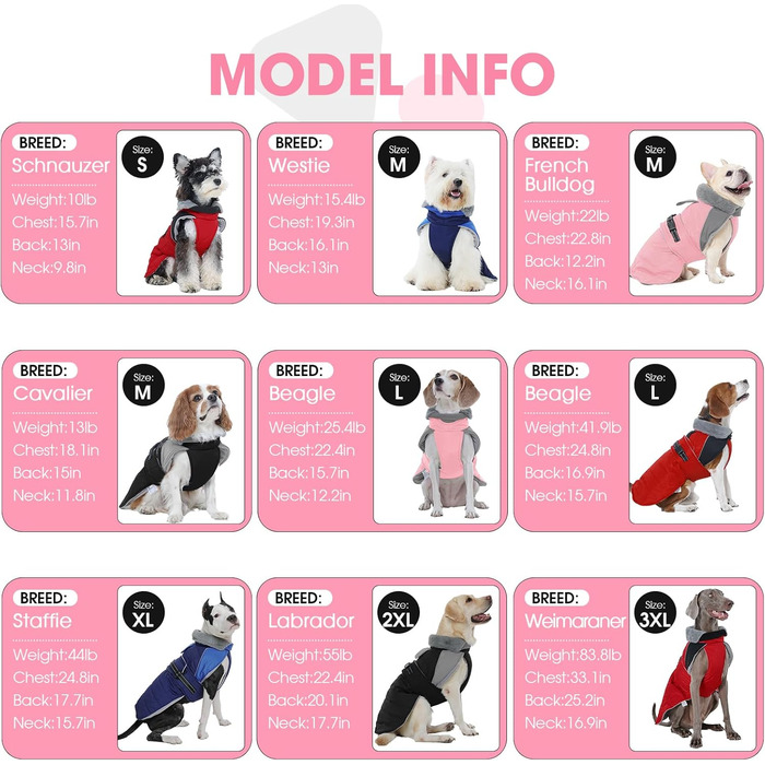 Зимовий теплий куртка для собак Nanaki з флісовою підкладкою, водонепроникний, світловідбиваючий, з отвором для повідка, пухнастий комір, середній розмір, для прогулянок на вулиці, полювання, простий у використанні (Large, Pink)