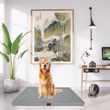 Ортопедичне собаче ліжко Odolplusz для великих собак | М'яке ліжко-матрац для собак середніх та великих порід | Знімний, пральний чохол (Сірий, 120x80x7 см)