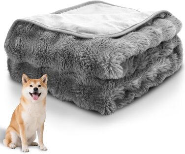Водонепроникний коврик для собак Nobleza, теплий флісовий коврик для котів, 120 x 100 см, двосторонній, можна прати в машині, для диванів та ліжок, сірий колір