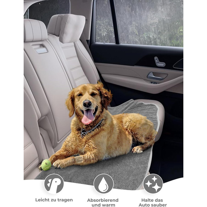 Рушник для собак з мікрофібри, халат для собак, швидковисихаючий, з регульованим коміром на липучці, для великих, середніх та маленьких собак/котів (Сірий, M)