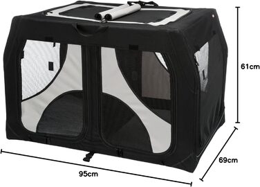 TRIXIE переноска для собак Vario Double 91x60x61/57 см, металева рама, відчиняється з 4 сторін, захист бампера, з сумкою та лежаком під овчину