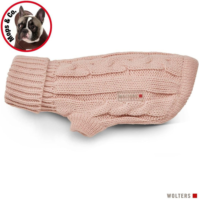 Вольтерс: светр з в'язаним візерунком для мопсів та інших собак, рожевий, розмір 50 см