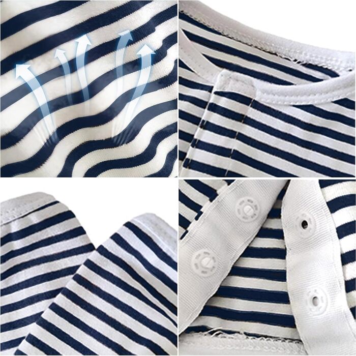 Захисний боді для собак після операції, боді для собак після кастрації/стерилізації, захисний одяг для собак з відкритими лапами, з отвором для рани, з нейлоновою застібкою, для собак з алергією, лисістю, післяопераційний одяг, блакитно-білий в смужку (S)