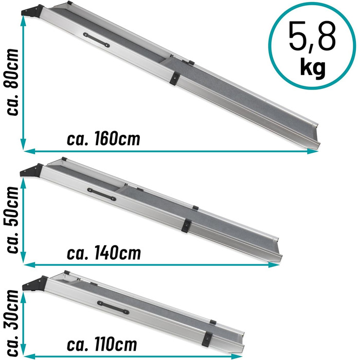 Рампа для собак VOSS.PET, висувна, алюмінієва, 100-180 см, до 120 кг