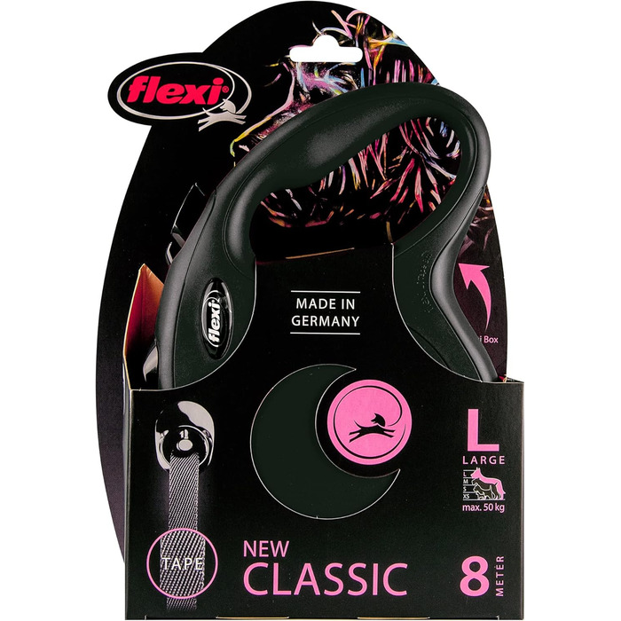 Flexi Classic L рулетка для собак до 50 кг, 8 м, чорний
