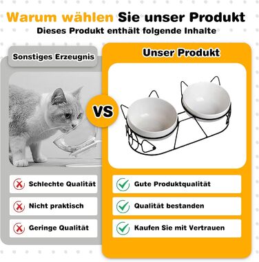 Підвищені годівниці для котів - набір 3 шт. з кераміки, нахил 15°, для котів та маленьких собак, подвійний набір