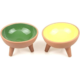 Керамічна миска для котів | Ручна робота | Миска для корму та води для котів | 2 шт. | Біло-сірий колір