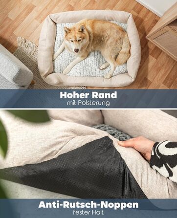 Кругле ліжко для собак та котів Lionto з м'яким зміненим подушками, комфортне та затишне, бежеве, 110x80 см