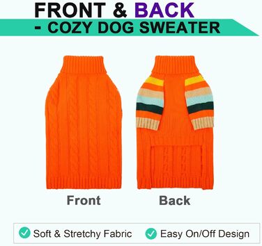 Теплий зимовий пуловер для собак великих порід (Лабрадор, Голден Ретривер), оранжевий, XL