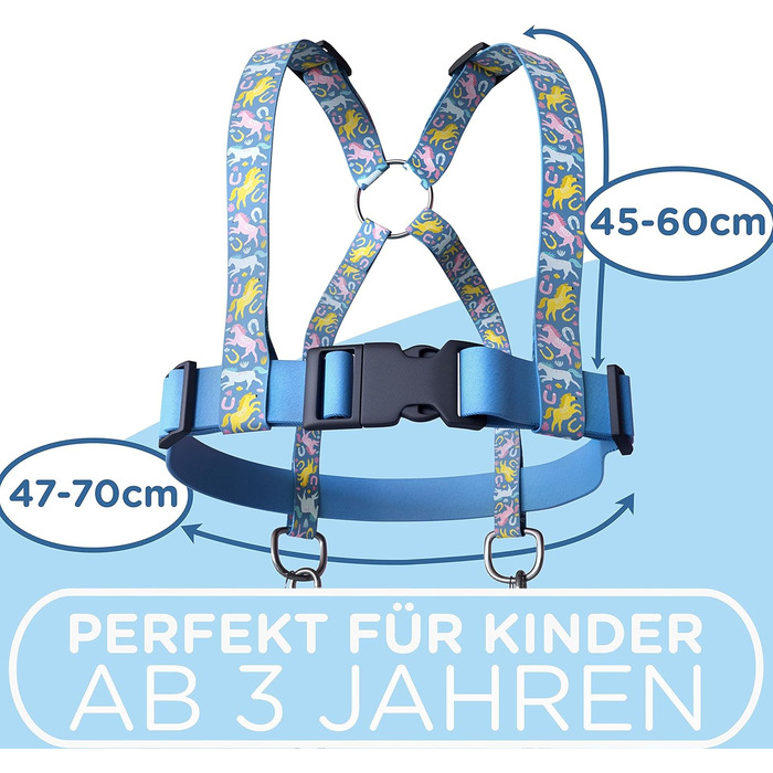 Jubi® Синя поводи для коней для дітей - регульовані розміром для ідеальної посадки та сумка для зберігання - екіпірування для коней для дітей/іграшки для коней