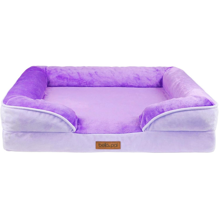 Ортопедичне ліжко для собак BELLA & PAL, 71x59 см, фіолетове. Зручне ліжко-софа для маленьких та середніх собак. Без монтажу, з ефектом пам'яті, водовідштовхувальна вставка, фланелевий знімний чохол, неслизьке дно.
