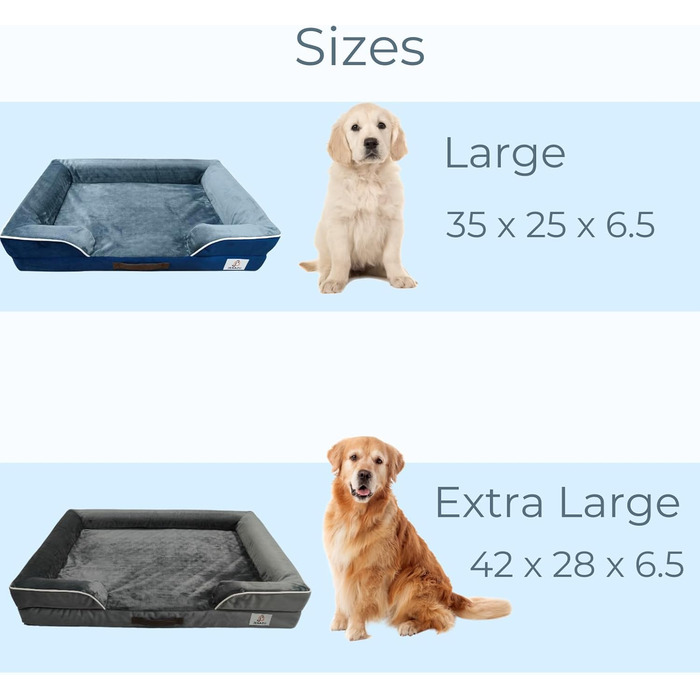 Ортопедичне ліжко для собак великих порід, вологостійке, з Memory Foam, знімний чохол, антиковзаюча підставка (XL, сірий) 89 x 64 x 17 см