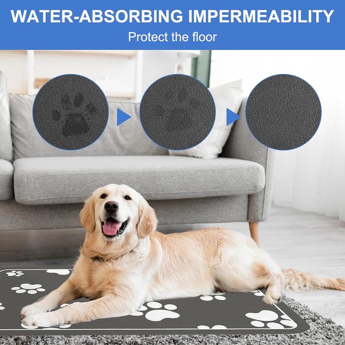 Килимок під годівницю для собак, 30x50 см, кремнезем, поглинаючий, неслизький, сірий