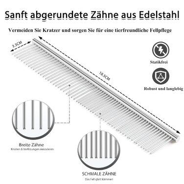 Набір щіток та гребінців Slicker для великих собак з довгою шерстю – щітка для розплутування з пінами 22 мм для Голден Ретріверів, Пуделів, Дудлів та котів – професійний догляд за шерстю з дерев'яною ручкою та шкіряним еталожем (Чорний)